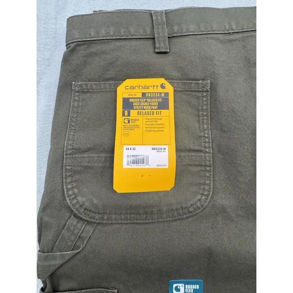 NEW Carhartt Mens Relaxed Fit Twill Utility Work Pants Dark Olive B324-M 44x32